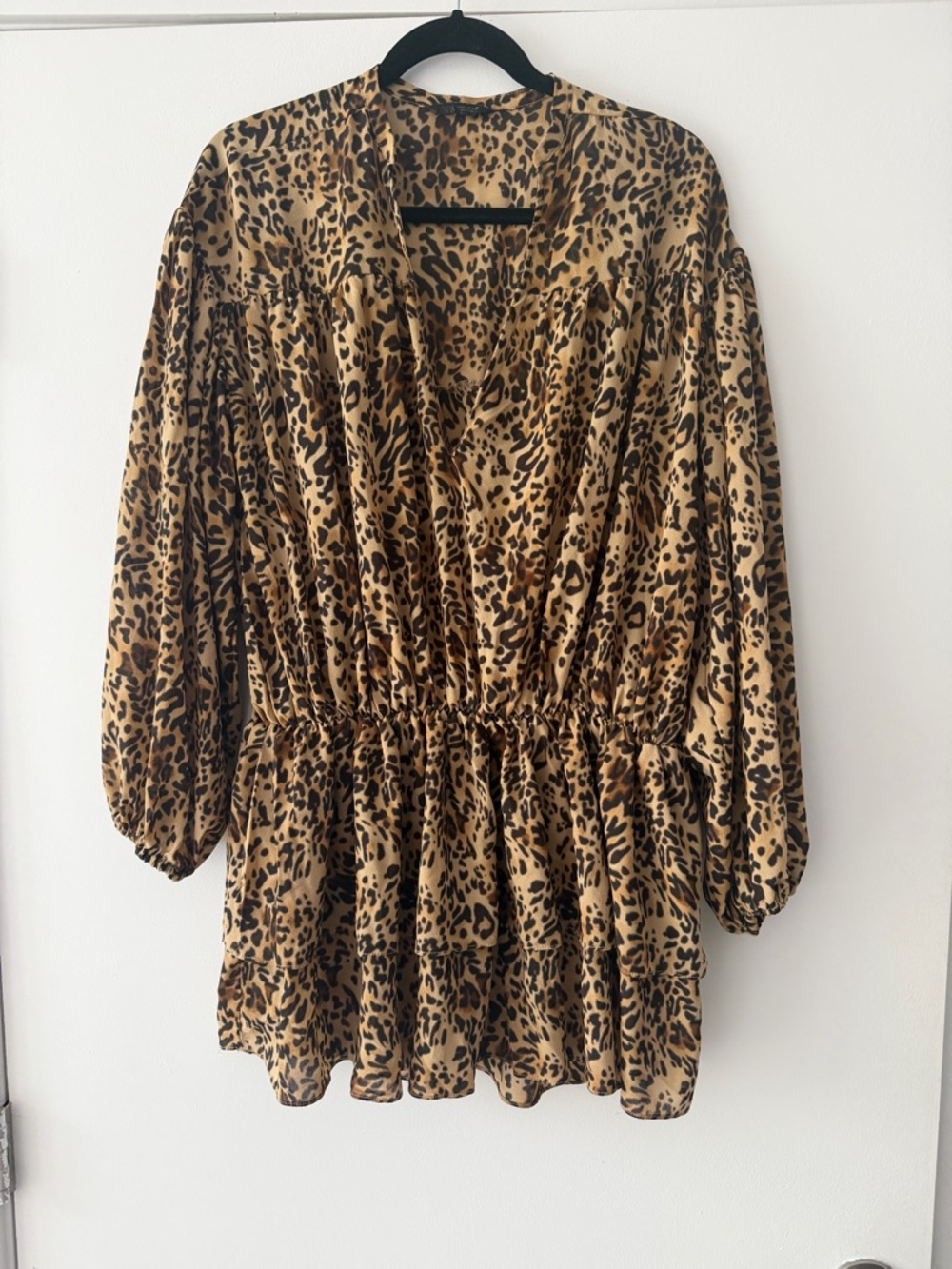 Zara Brown and Black Leopard Print Blouse